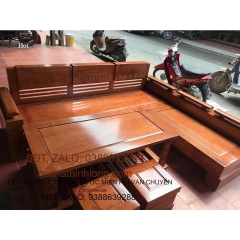 Bàn ghế Phòng Khách bộ góc tay trứng mặt liền gỗ sồi nga mẫu 99