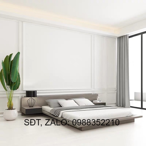 Giường Ngủ Gỗ Hiện Đại Liền 2 Tab Màu Chì- GN-623