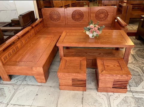 Bộ bàn ghế sofa góc gỗ sồi Nga