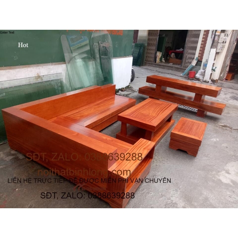 Bộ bàn ghế phòng khách sofa gỗ hộp gỗ gõ đỏ mẫu 77