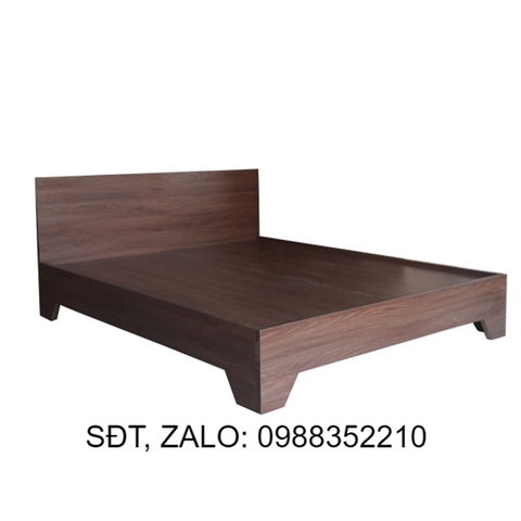 Giường Ngủ Gỗ MDF Phủ Melamine Màu Óc Chó HK 577 Chân Cao