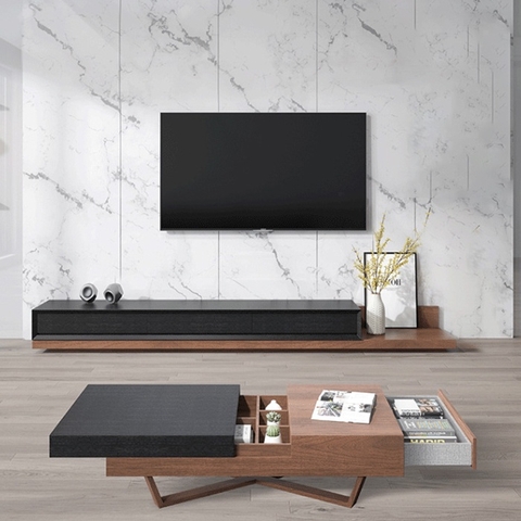 COMBO Kệ TiVi  bàn trà hiện đại Gỗ cao cấp sang trọng Bàn trà  Tủ Kệ Tivi đa năng LUX-KTV011