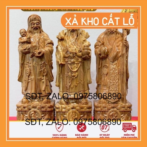 Tượng gỗ giá xưởng Tượng tam đa gỗ huyết long (máu rồng),phúc lộc thọ tượng phong thủy cao 30cm - 40cm