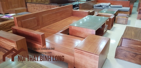 Bộ bàn ghế sofa góc hiện đại gỗ sồi nga đẹp giá rẻ