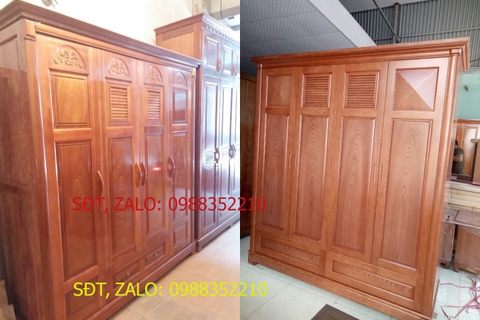 [Trả góp 0%] Tủ áo 4 cánh gỗ xoan đào , tủ đựng quần áo gỗ , tủ áo gỗ 1m8