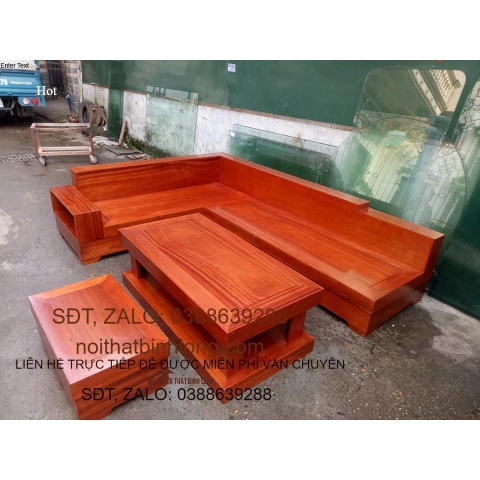 Bộ bàn ghế phòng khách sofa gỗ hộp gỗ gõ đỏ mẫu 79