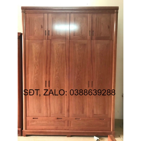 tủ quần áo gỗ hương 4 cánh cao 2m6 phòng ngủ giá thật
