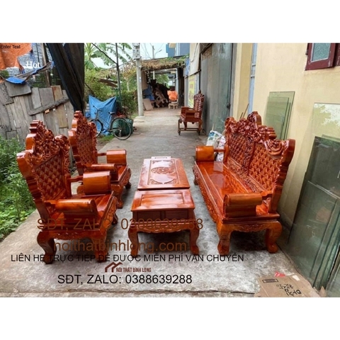 bộ bàn ghế hoàng gia gỗ xà cừ đỏ