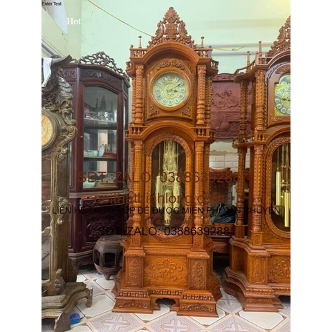Đồng hồ tứ trụ vát cột hạt gỗ hương đá, gỗ gõ đỏ, hàng CỰC VIP, tuyển vân, tuyển gỗ loại 1 (MIỄN PHÍ VẬN CHUYỂN 50KM)