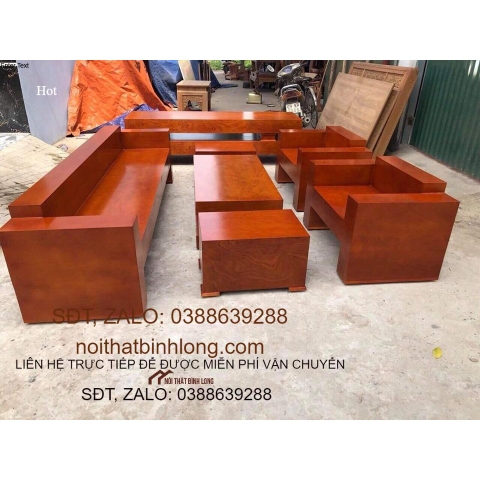 Bàn ghế Phòng Khách mặt tràn gỗ Xoan Đào giống nguyên khối mẫu 104