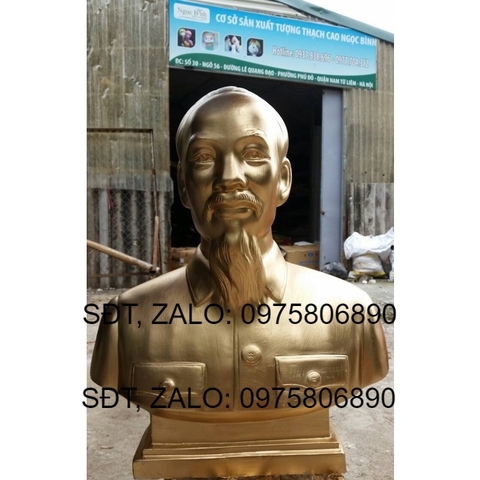 Tượng Bác Hồ 60cm bán thân thạch cao hoặc Composite, trắng, nhũ đồng giá tại xưởng SX, khuôn mẫu đẹp chuẩn BCT