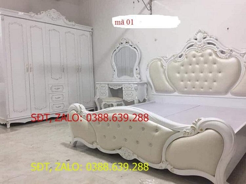 combo bộ giường tủ tân cổ điển 01