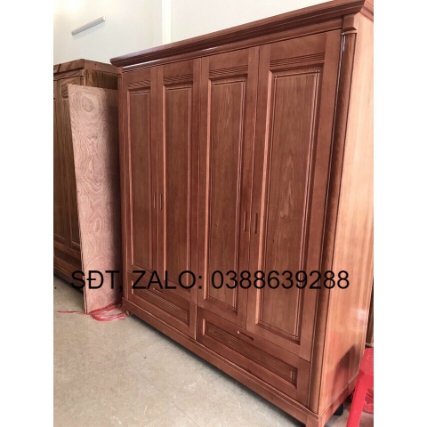 Tủ quần áo gỗ soan đào phòng ngủ 4 cánh giá thật
