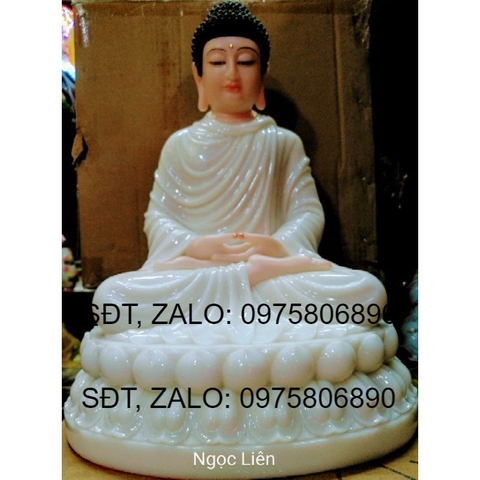 THÍCH CA TĨNH TÂM ĐÁ TRẮNG NGỒI ĐÀI SEN