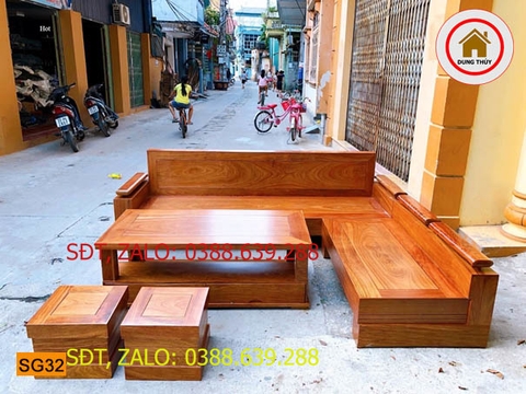 Bộ ghế sofa góc trứng to gỗ hương vàng SG32