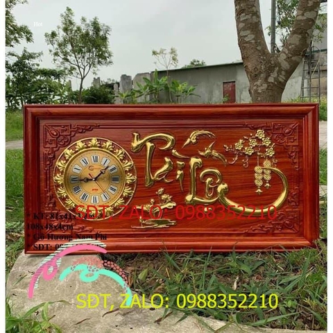 Tranh đồng hồ gỗ Hương đỏ chữ Tài Lộc (41cm x81cm x 3cm)