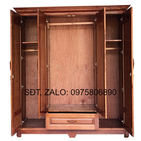 [Trả góp 0%] Tủ Áo 4 Cánh Gỗ Xoan Đào , tủ gỗ đựng quần áo , tủ áo 1m8