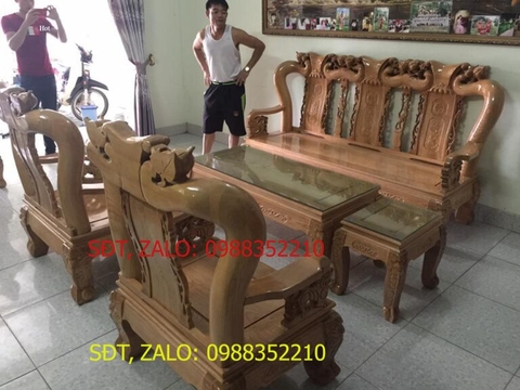 [Trả góp 0%] Bàn ghế gỗ sồi nga bộ ban ghế phong khach gỗ sôi  bộ ban ghế tay tron gỗ sôi tay 12