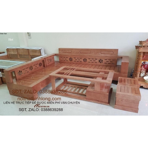 Bàn ghế Phòng Khách bộ góc hoa gỗ Sồi Nga mẫu số 94