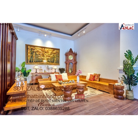 Sofa gỗ gõ đỏ nguyên khối 13053