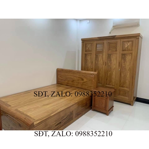 Giường ngủ hương xám có ngăn kéo 1m6x2m