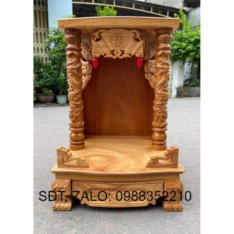 Bàn thờ thần tài ông địa gỗ Gõ Đỏ 40 x 60cm - Nội Thất Bình Long
