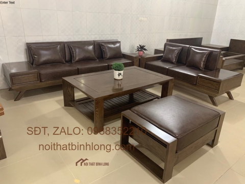 Bô sofa phòng khách gỗ sồi xám