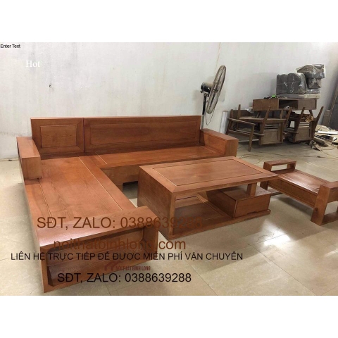 Bàn ghế Phòng Khách bộ góc gỗ sồi mẫu 96