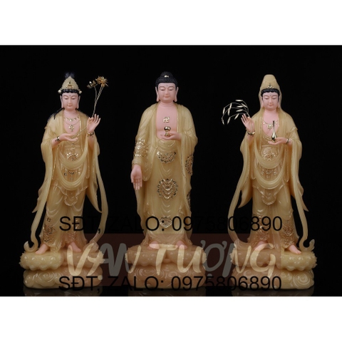 Bộ 3 Tượng Tây Phương Tam Thánh Đứng Đá TA Cao Cấp 19INCH