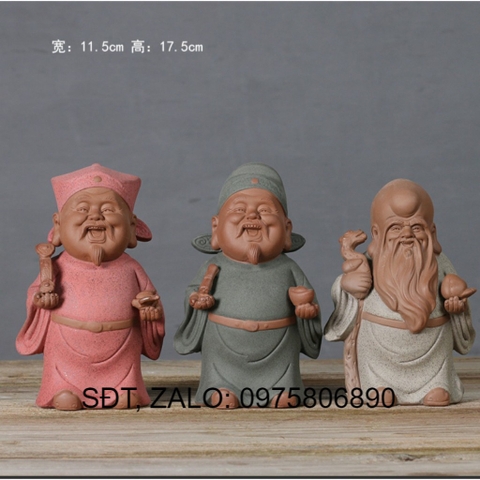 Tượng tam đa Phúc Lộc Thọ- Bộ tượng Tam đa cỡ trung siêu đẹp gốm tử sa