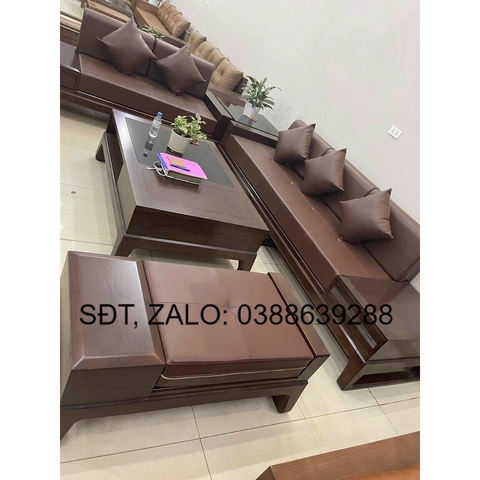 Bộ sofa góc phòng khách gỗ sồi Mỹ cao cấp giá thật