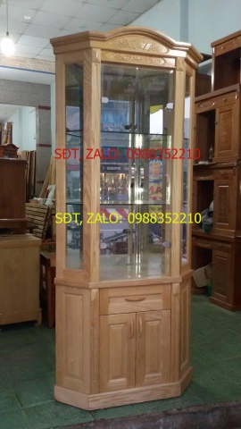 [Trả góp 0%] Tủ để quầy ba góc gỗ sồi
