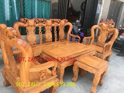 bộ bàn ghế minh quốc đào gỗ gõ tay 12