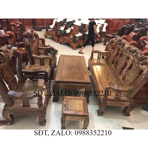 Bộ bàn ghế giả cổ minh quốc đào gỗ mun đuôi công