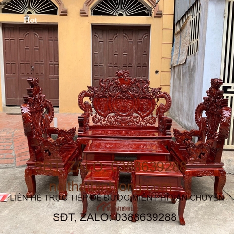 Bộ Bàn Ghế Nghê Đỉnh Rồng Phương Gỗ Xà Cừ