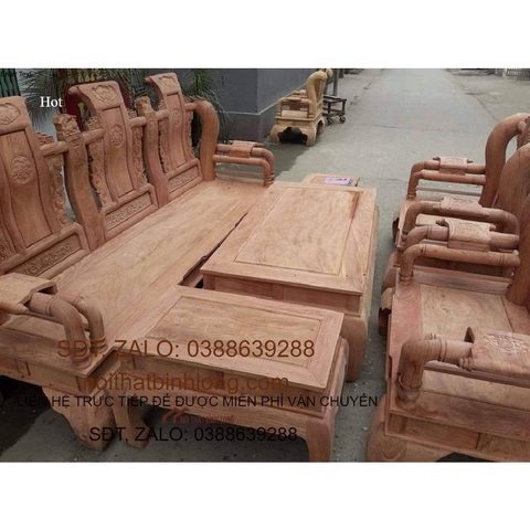 bộ bàn ghế phòng khách tần thủy hoàng gỗ hương đá tay 12