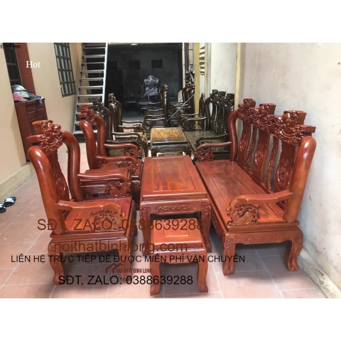 Bộ Bàn Ghế Tam Sư Nghê Ba Đầu Gỗ Xà Cừ