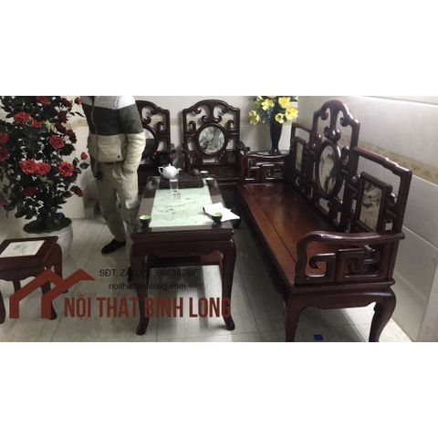 Bộ ghế phòng khách gỗ gụ đá Nội thất phòng khách