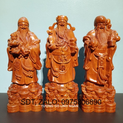 Tượng tam đa phúc lộc thọ gỗ hương cao 30
