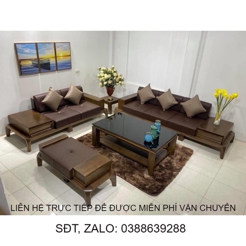 bộ sofa gỗ sồi nga full đệm  tặng kèm 5 gối ôm