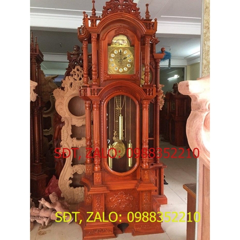 [Trả góp 0%] Đồng hồ đứng gỗ hương đá quả lắc có chuông
