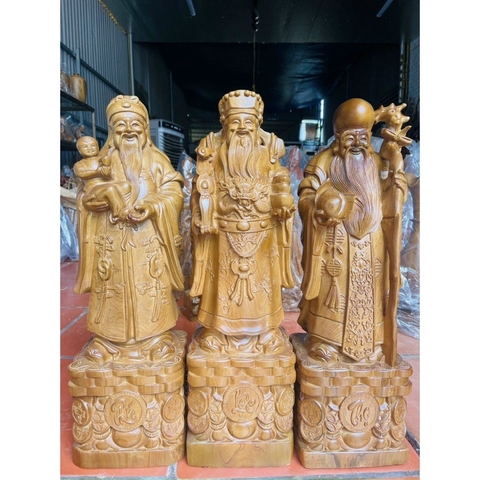Bộ tượng tam đa phúc lộc thọ bằng gỗ bách xanh