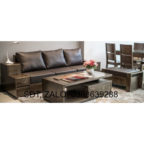 Bộ bàn ghế Sofa góc L 3 ngăn kéo gỗ sồi Nga BG194 giá thật