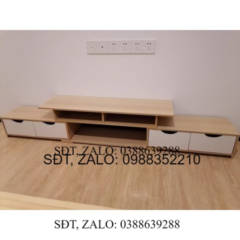 [ Rẻ Vô Địch ] Kệ tivi tùy chỉnh kích thước A1966V (120-190)*30*32cm, Gỗ MDF 12mm phủ melamine chống thấm