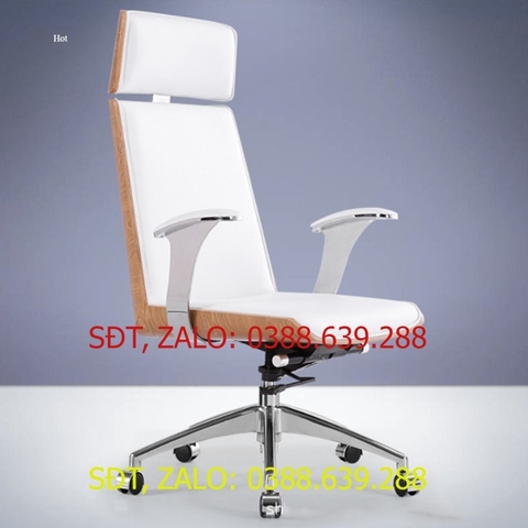 Ghế Giám Đốc Đệm Da Lưng Gỗ Hiện Đại, Ghế Xoay Văn Phòng Cho Lãnh Đạo Cấp Cao Có Tựa Đầu và Góc Nghiêng Thư Giãn GHP064