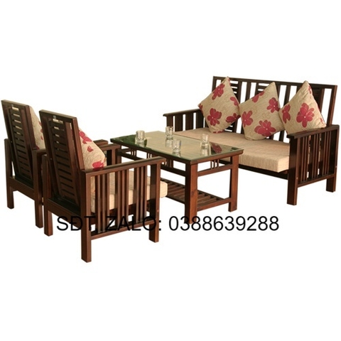 Bộ bàn ghế salon gỗ sồi xám tự nhiên giá thật