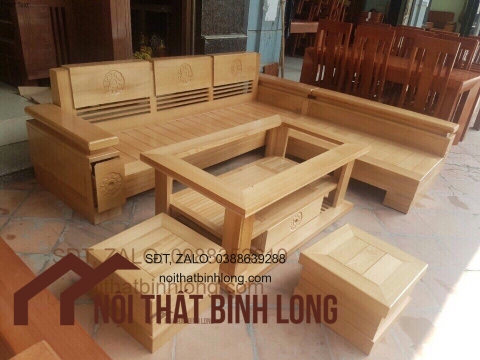ghế sofa gỗ góc cao cấp màu óc chó