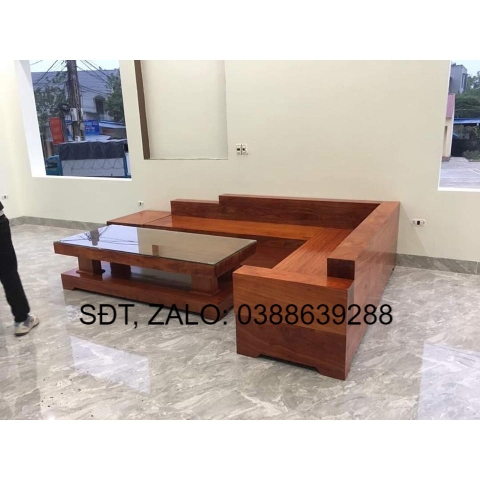Bàn ghế Sofa góc L nguyên khối hương đỏ BG073 giá thật