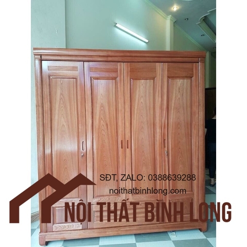 Tủ quần áo gỗ xoan đào 4 cánh