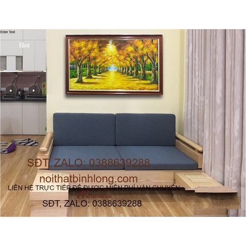 Ghế phòng khách sofa gỗ sồi dạng văng 2 chỗ gọn nhẹ